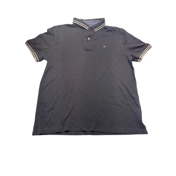 Men's Tommy Hilfiger Custom Fit Polo Navy Logo Striped Size L - Picture 1 of 7